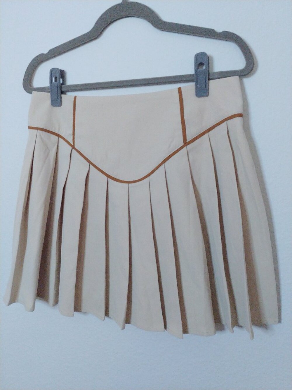 Cider Khaki Pleated Tennis Skater Mini Skirt